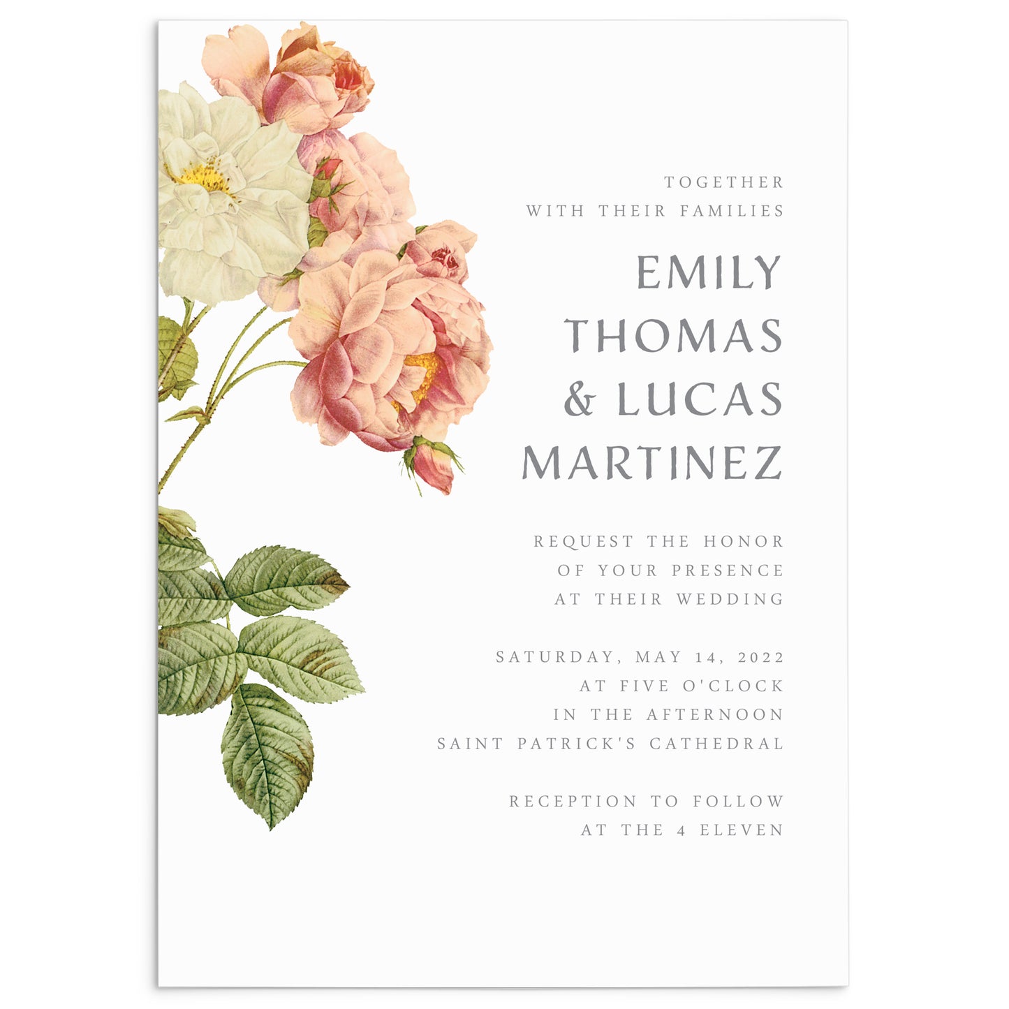Blush Roses Wedding Invitation