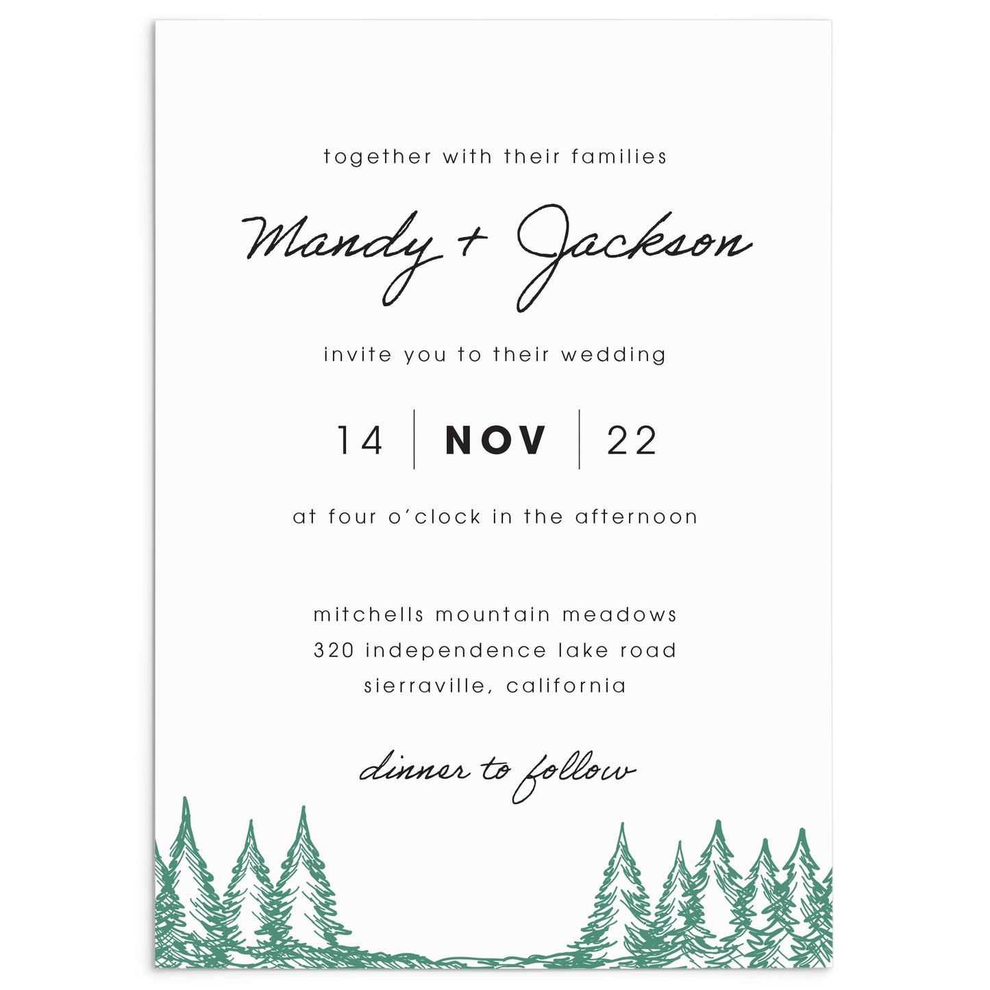 Modern Forest Wedding Invitation