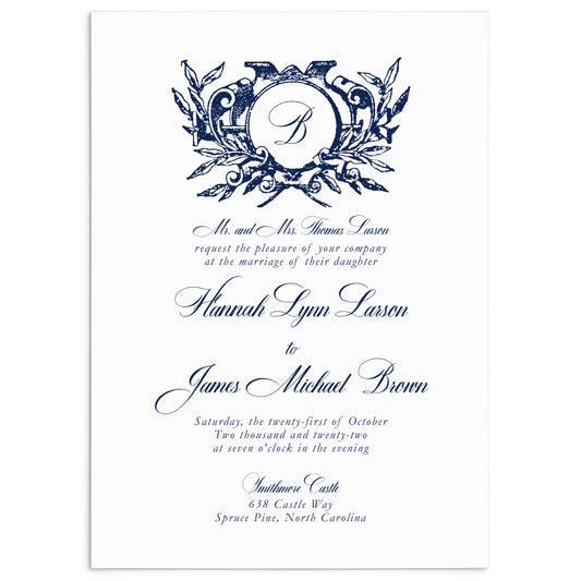 Vintage Crest Wedding Invitation