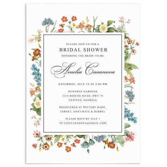 Wildflower Bridal Shower Invitation