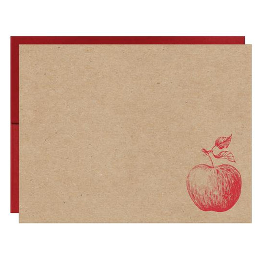 Red Apple Letterpress on Natural Recycled Chipboard Card - Idea Chíc