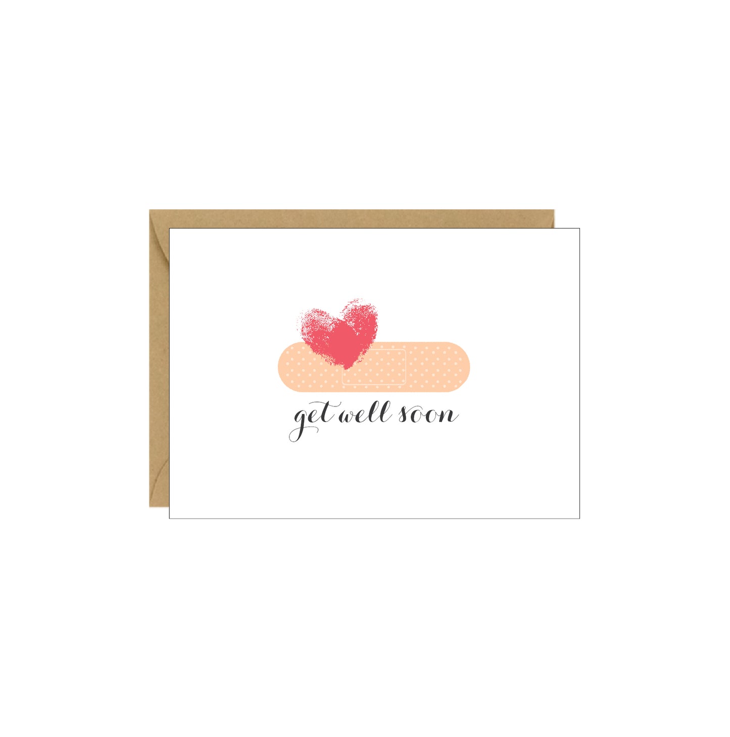 Enclosure Card - Get Well Soon Band Aid with Heart Print - 4 pack