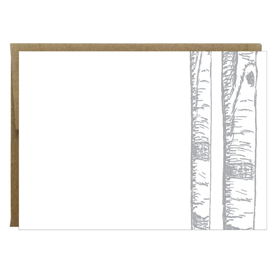 Silver Birch Trees Letterpress Stationery  - 5 pack