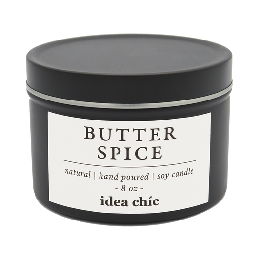 8 oz. Butter Spice Candle Black Tin