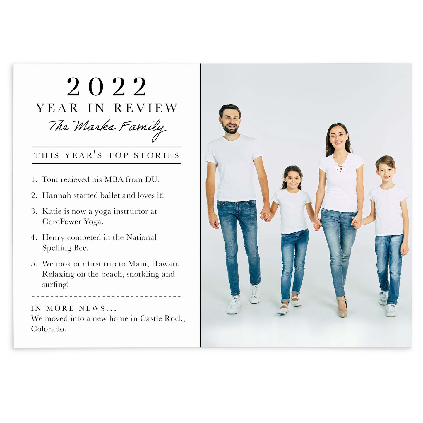 Year in Review Holiday Photo Card