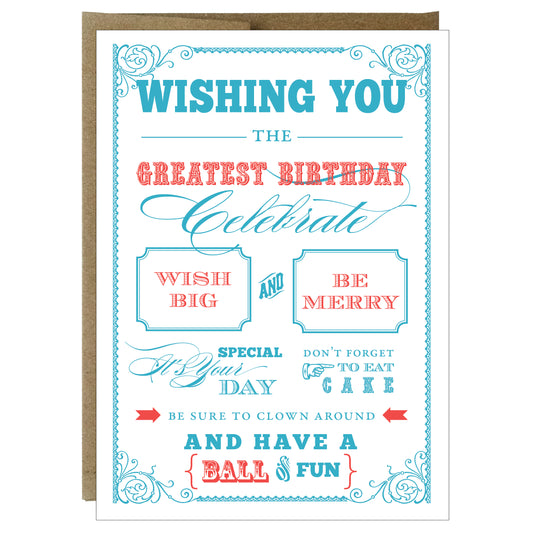 Vintage Carnival Birthday Greeting Card - Idea Chíc