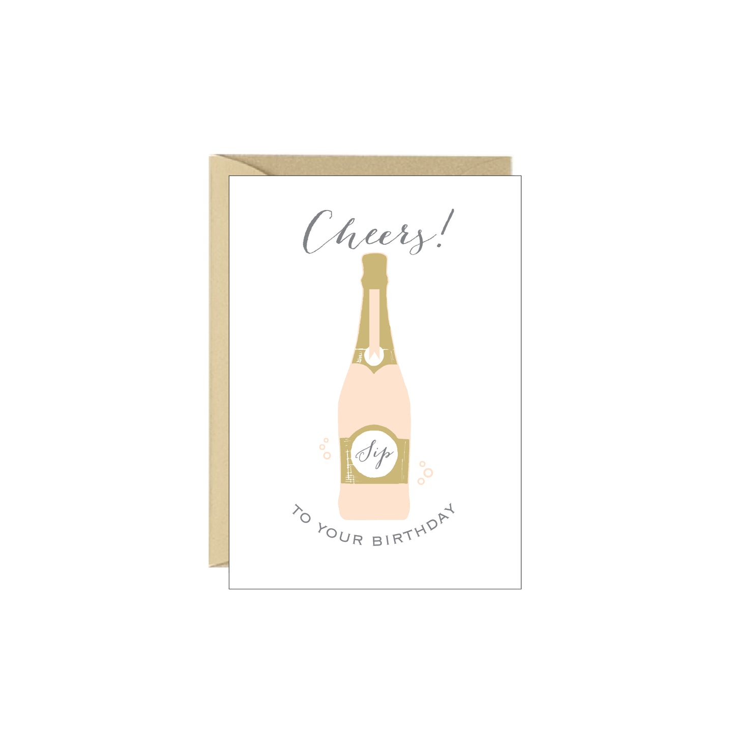 Enclosure Card - Rose Champagne Bottle Cheers Birthday - 4 pack
