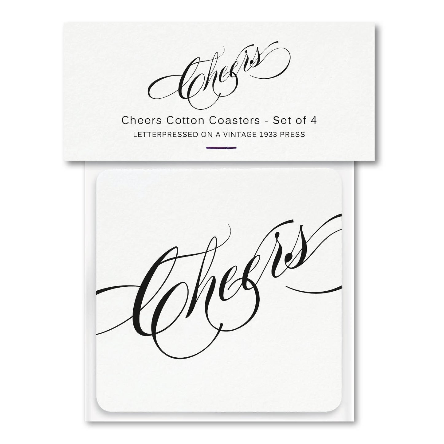 Cheers Letterpress Coasters - Pack of 4 - Idea Chíc