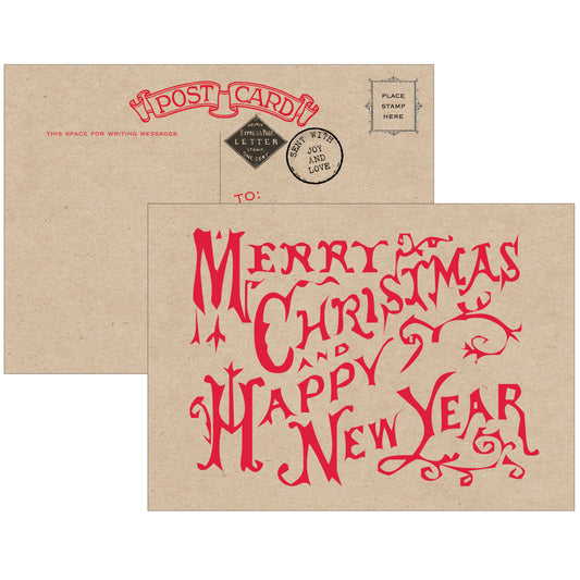 Vintage Style Merry Christmas & Happy New Year Postcards - Pack of 10 - Idea Chíc