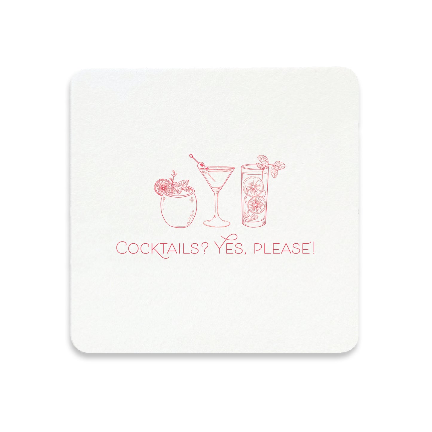 Cocktail Letterpress Coasters - Pack of 4