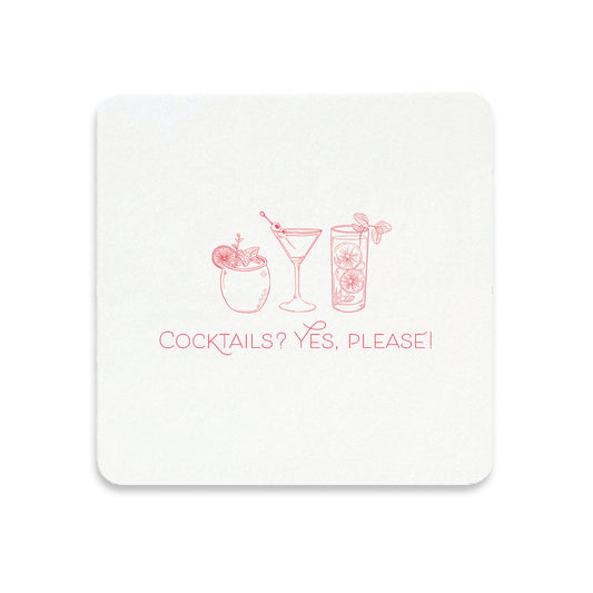 Cocktail Letterpress Coasters - Pack of 4