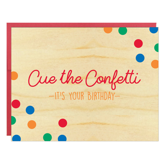 Confetti Birthday Wood Veneer Greeting Card - Idea Chíc