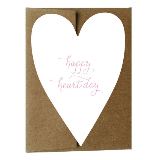 Happy Heart Day Heart Shaped Letterpress Greeting Card