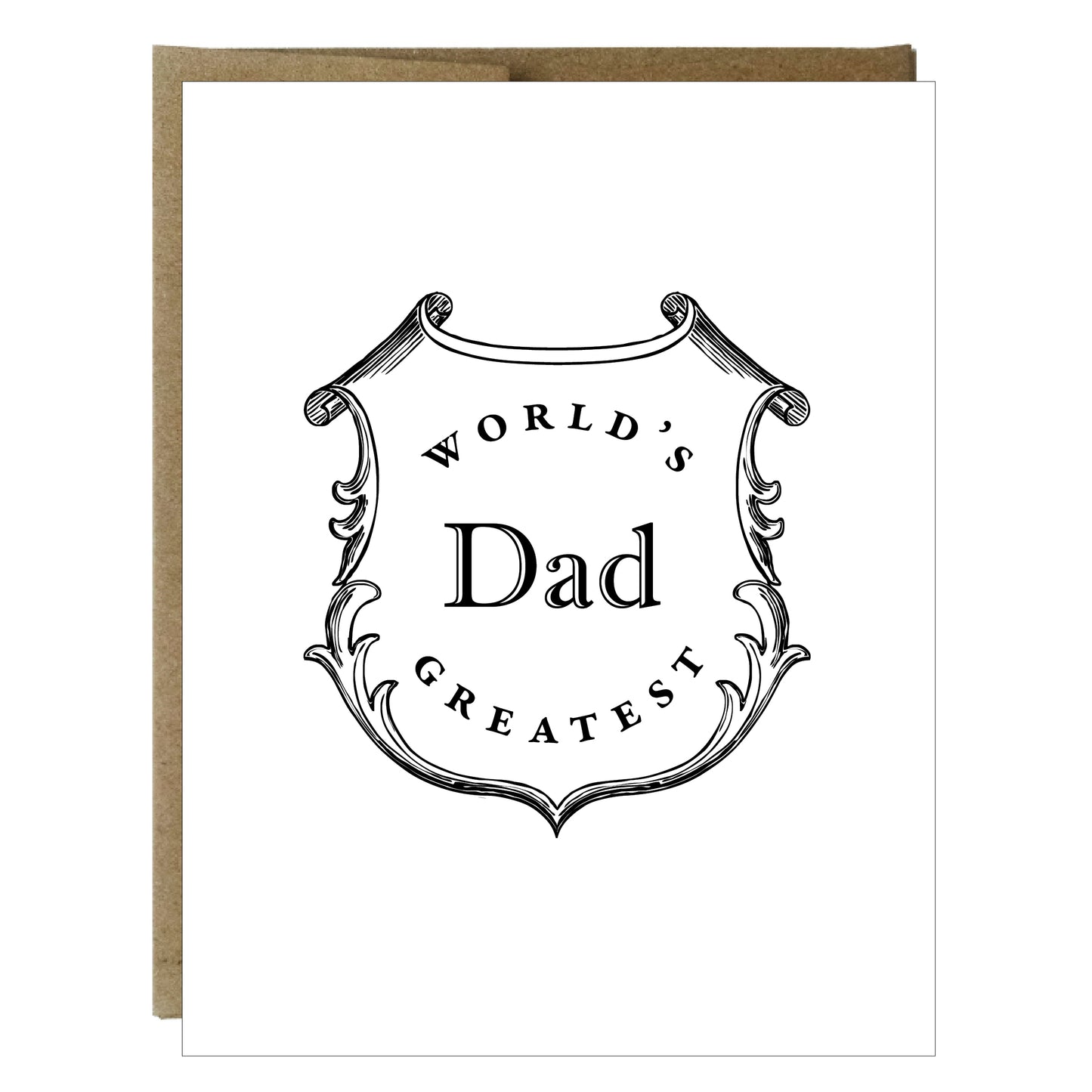 World's Greatest Dad Crest Letterpress Card - Idea Chíc
