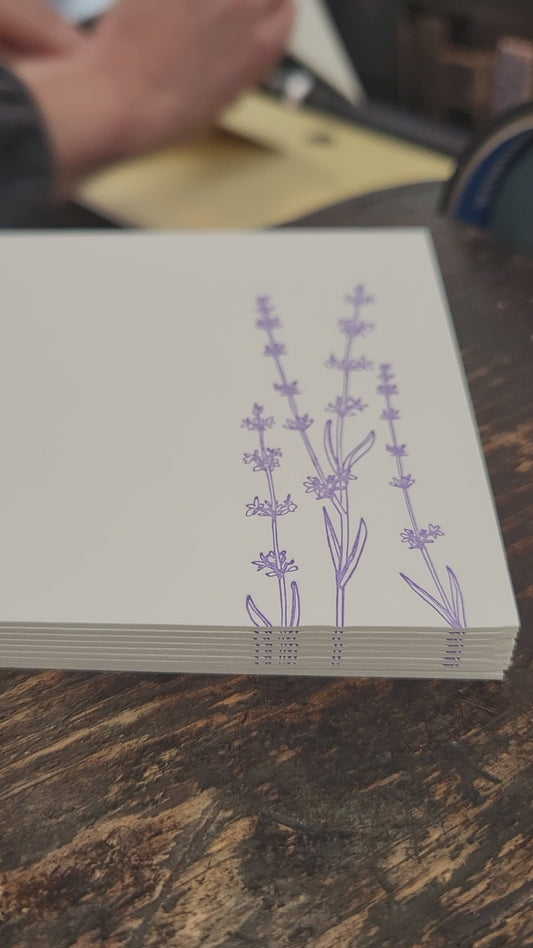 Lavender Letterpress Stationery - 5 pack