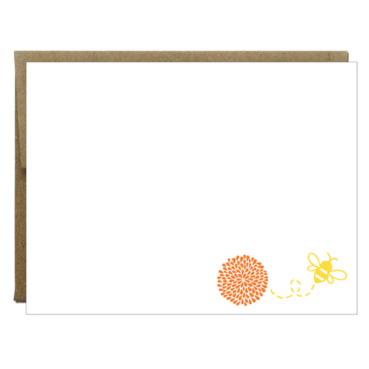 Flower and Bee Letterpress Card - Idea Chíc