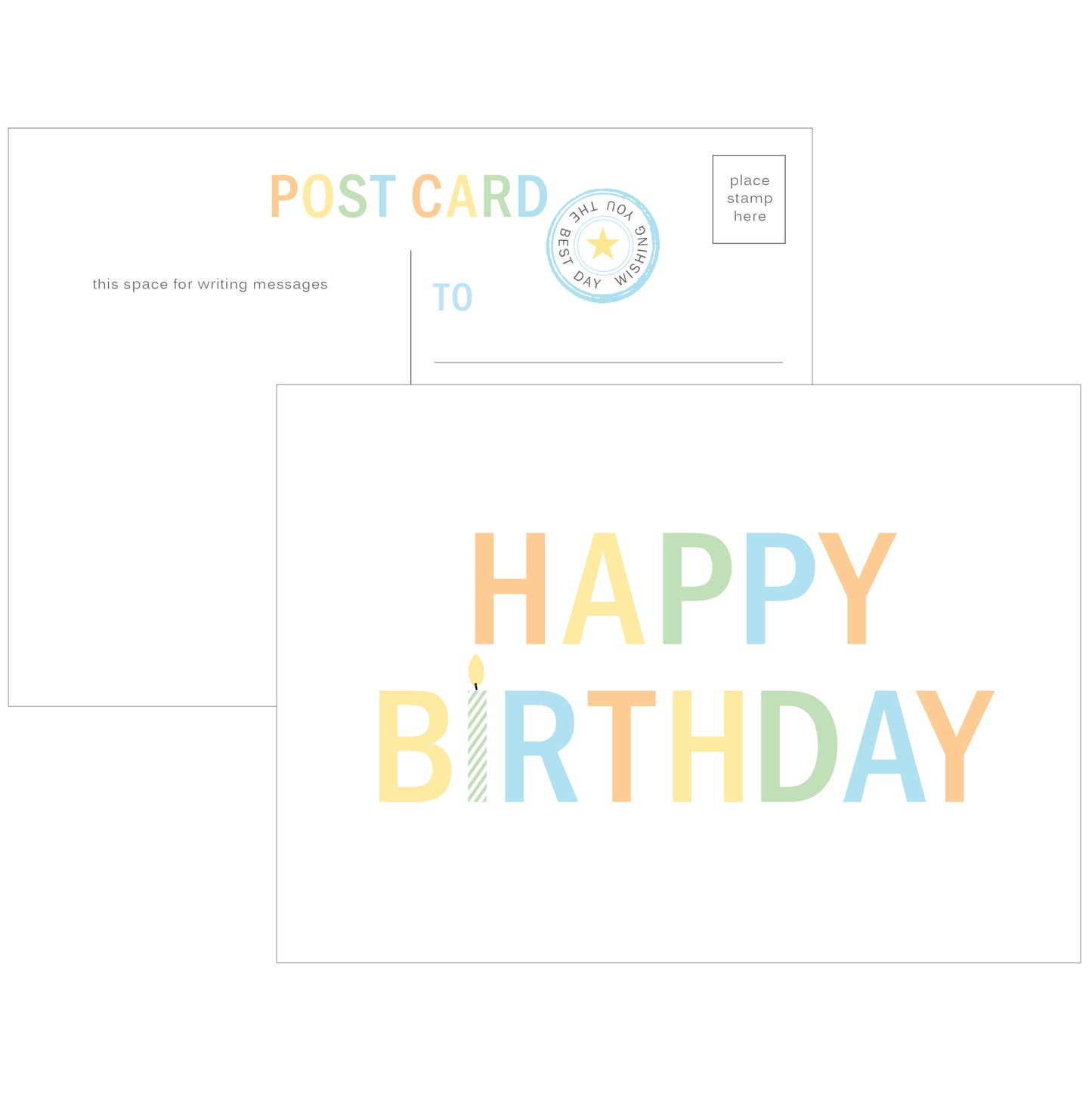 Happy Birthday Candle Postcards - Pack of 10