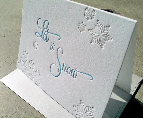 Let it Snow Letterpress Holiday Greeting Card - Idea Chíc