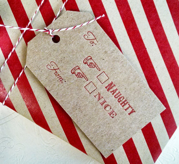 Naughty or Nice Letterpress Gift Tags - Pack of 4