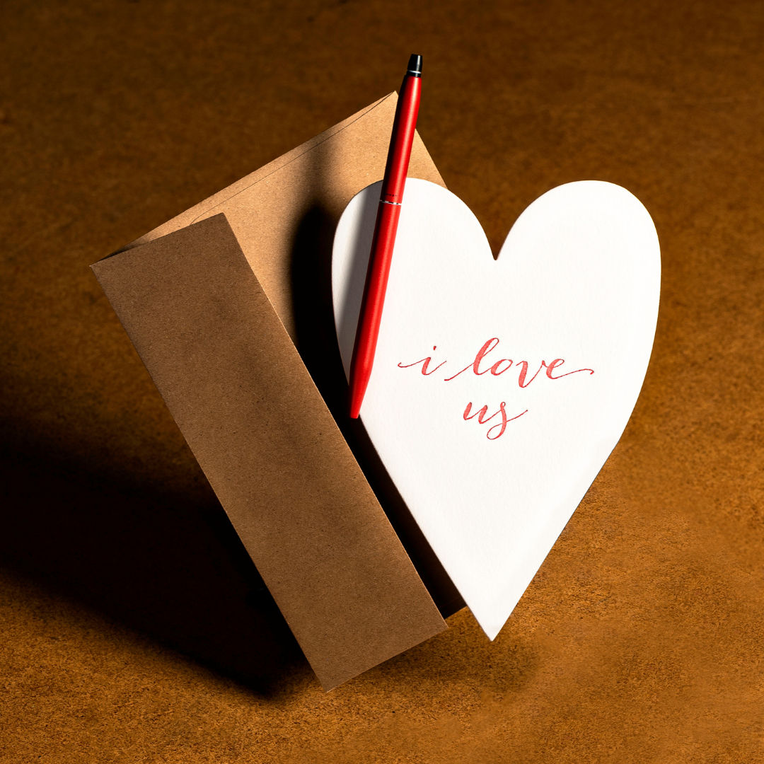 I Love Us Heart Shaped Letterpress Greeting Card - Idea Chíc