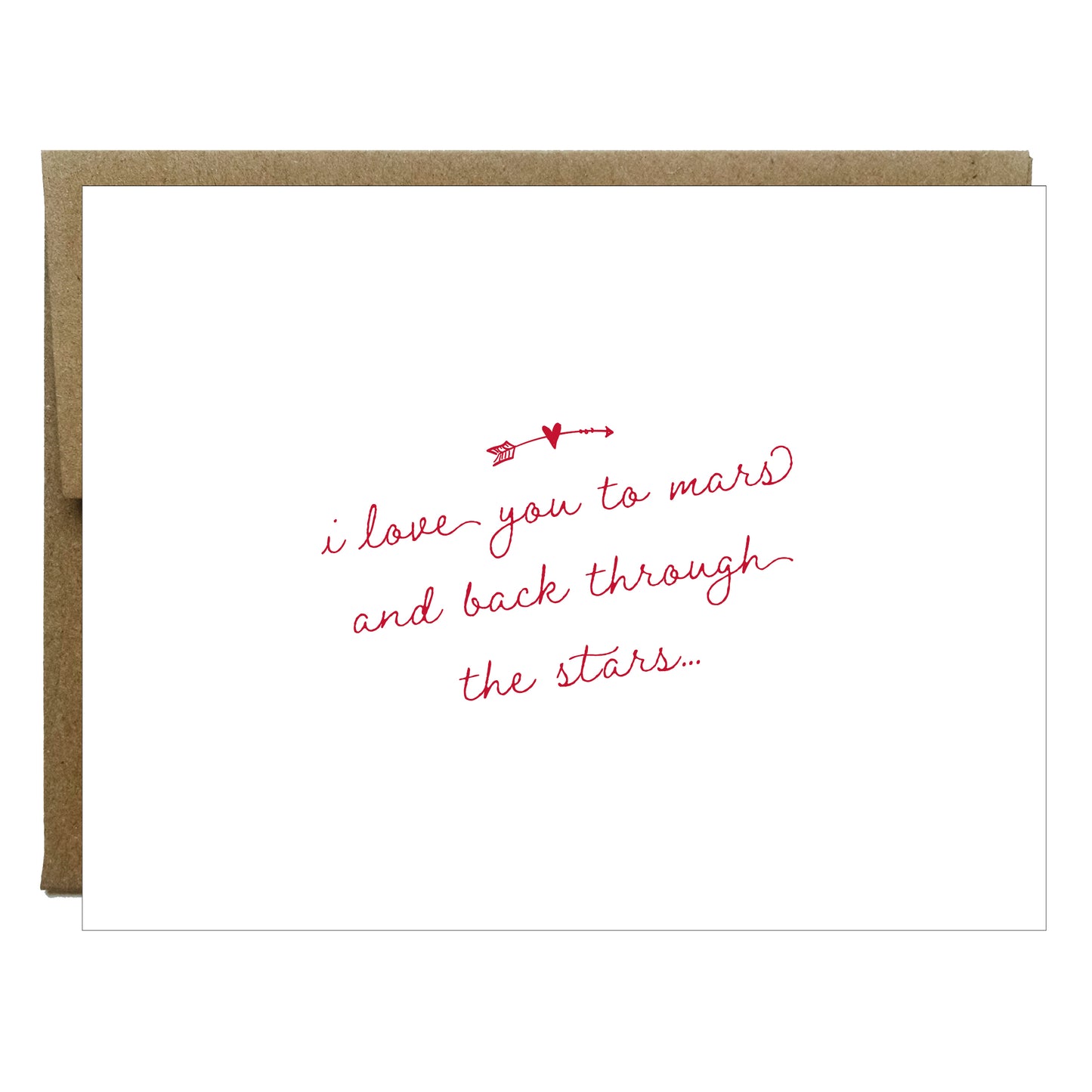 Je t'aime sur Mars Letterpress Carte de vœux