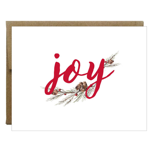 Joy Pinecone Branch Christmas Cards - 8 pack - Idea Chíc