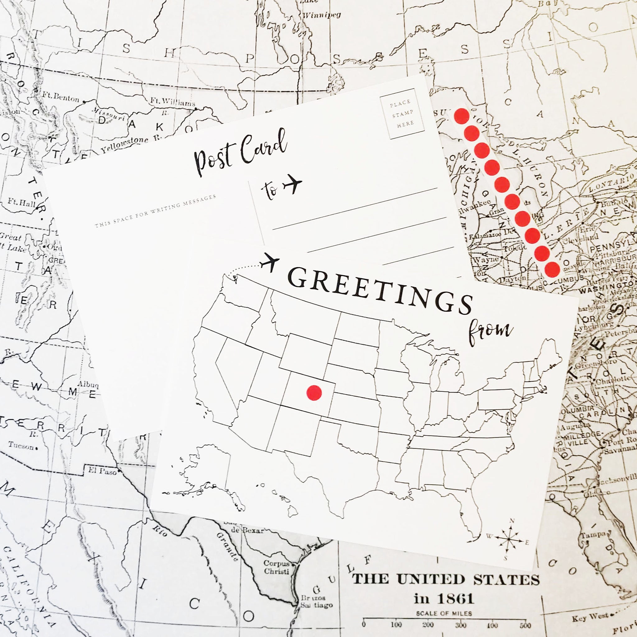 Greetings From... Mark the Map Postcards - Pack of 10