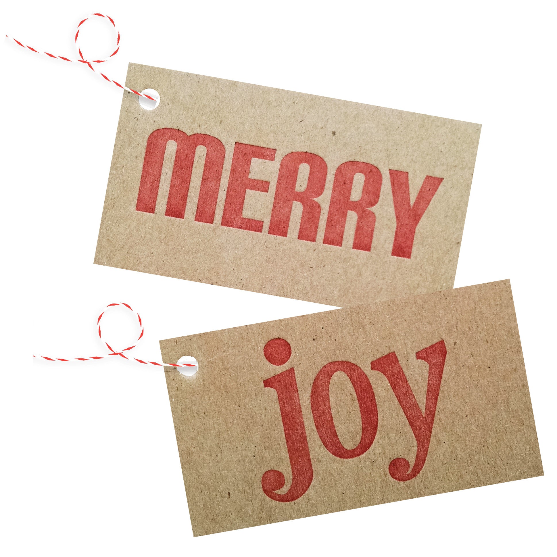 Merry / Joy Letterpress Gift Tags - Pack of 4 - Idea Chíc
