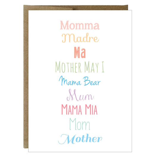 How to Say Mom in Every Way Greeting Card - Idea Chíc