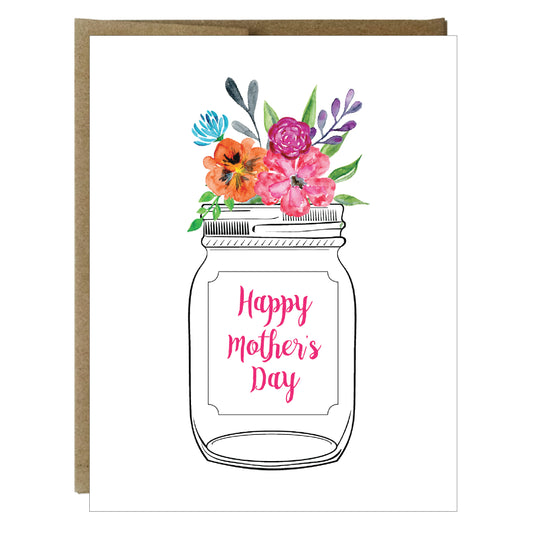 Mason Jar Bouquet Happy Mother's Day Card - Idea Chíc