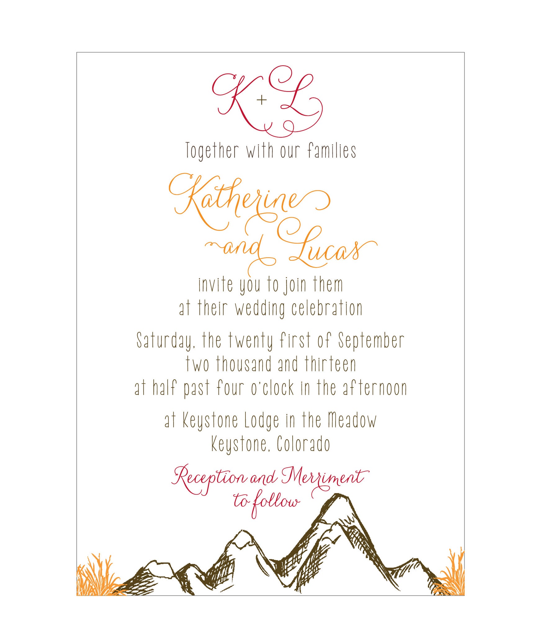 Mountain Alpine Trees and Aspen Leaves Wedding Invitation Collection - Idea Chíc