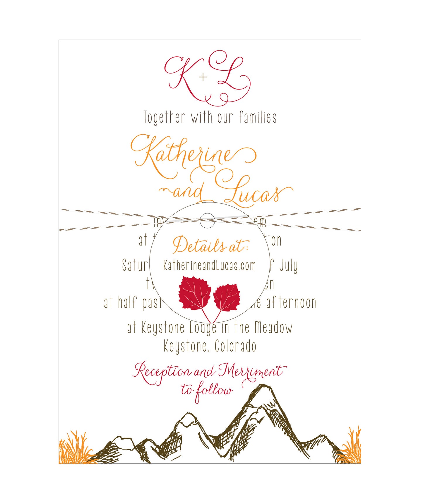 Mountain Alpine Trees and Aspen Leaves Wedding Invitation Collection - Idea Chíc