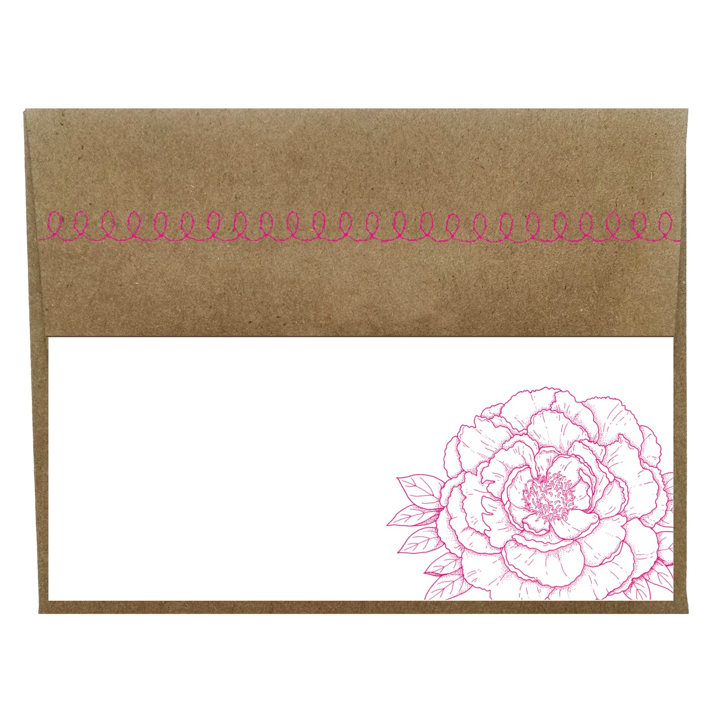 Peony Letterpress card with Sewn Envelope - Idea Chíc