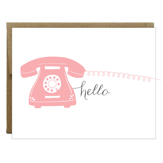 Hola Tarjeta Telefónica con Papel Cosido | Rosa