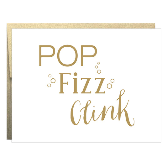 POP Fizz Clink Old Gold Letterpress Stationery - 5 pack - Idea Chíc