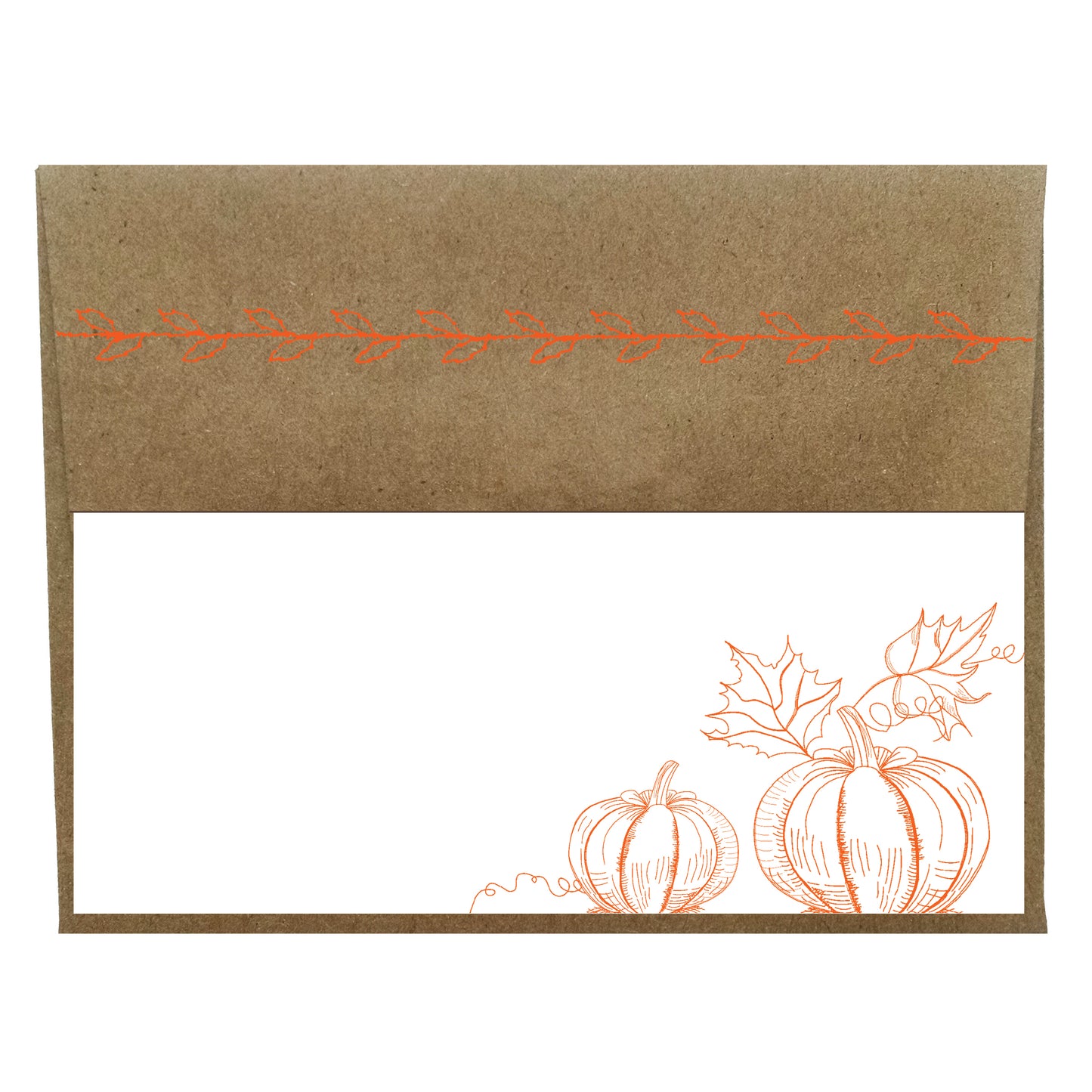 Orange Pumpkin Letterpress Stationery with Sewn Envelopes - 5 pack