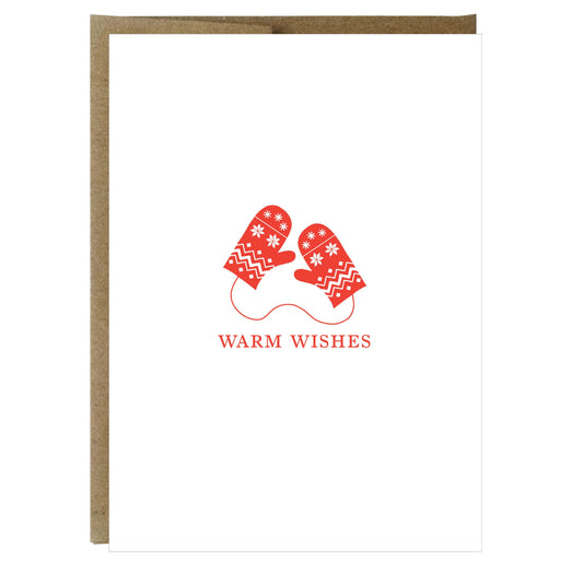 Red Mittens Letterpress Holiday Greeting Card