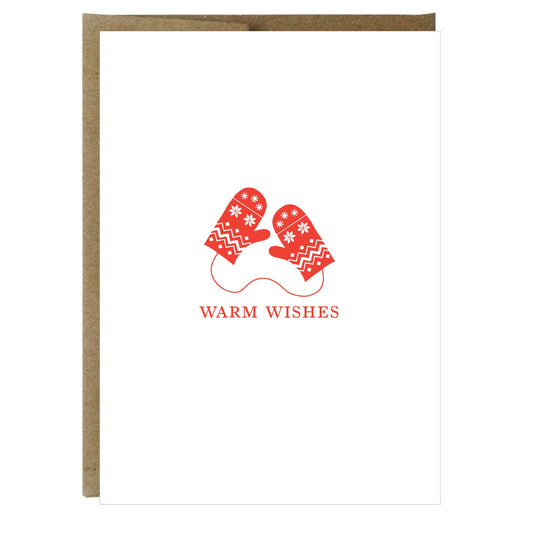Red Mittens Letterpress Holiday Greeting Card - 5 pack