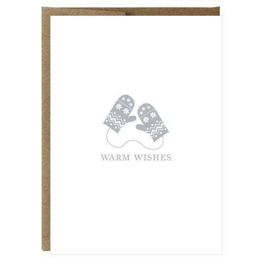 Silver Mittens Letterpress Holiday Greeting Card
