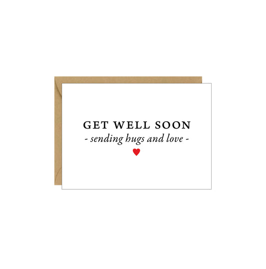 Enclosure Card - Get Well Soon Sending Hugs and Love - 4 pack