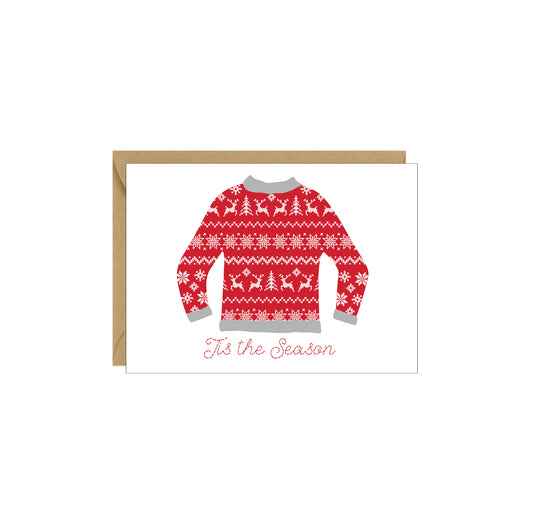 Christmas Sweater Tis the Season Holiday Enclosure Card - 4 pack
