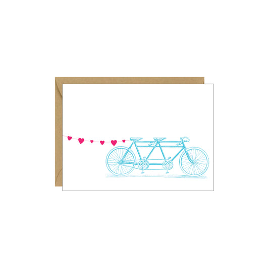 Enclosure Card - Tandem Bike with Heart Banner Card - 4 pack