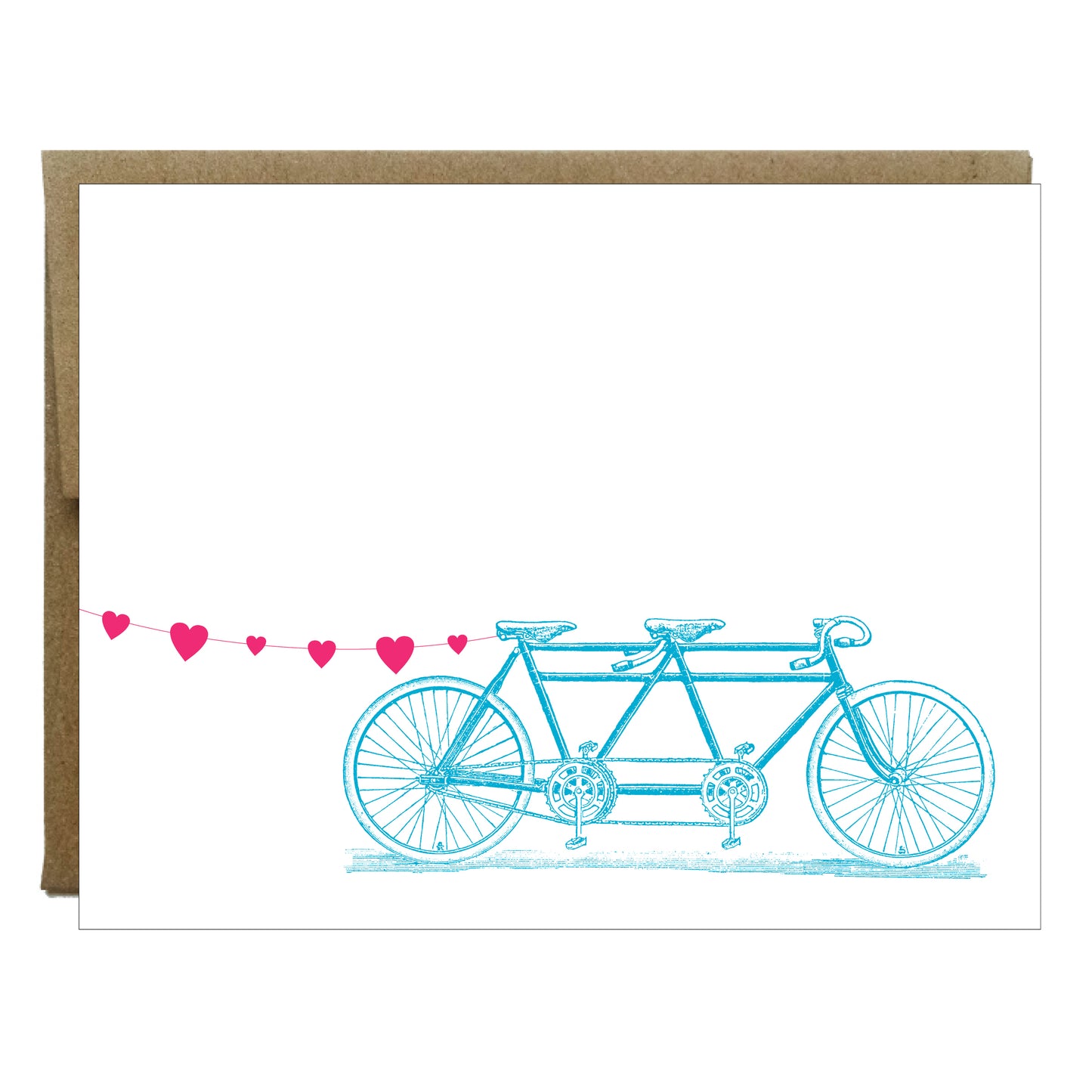Tandem Bicycle with Heart Banner Card - Idea Chíc