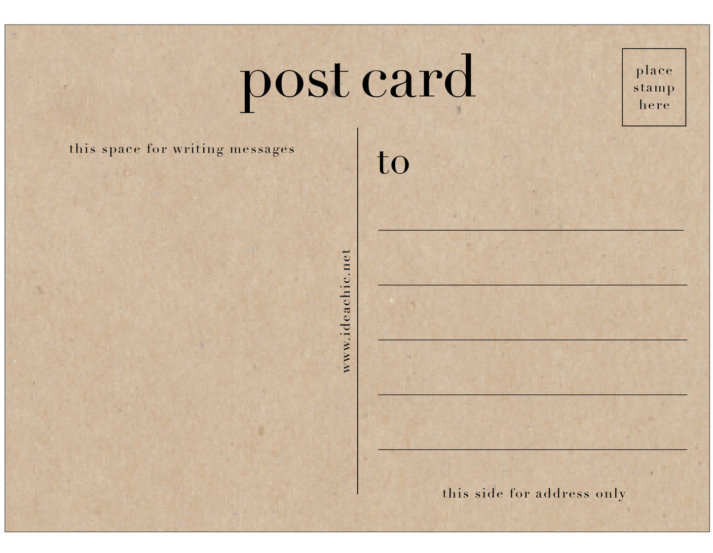 Modern Thank You Postcards | Black on Kraft Paper - Set of 10 - Idea Chíc