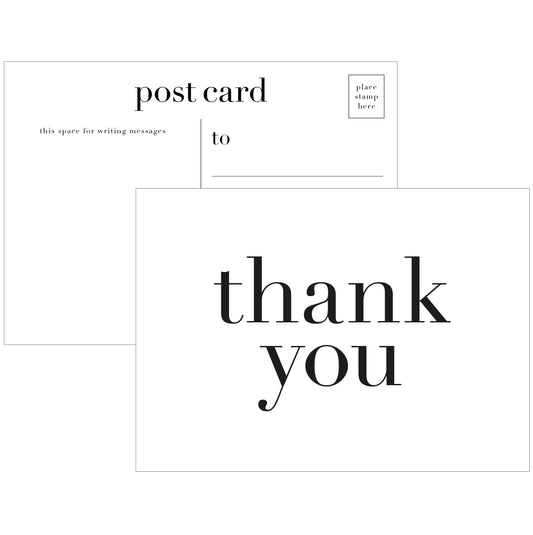 Modern Thank You Postcards | Black on White Paper - Set of 10 - Idea Chíc