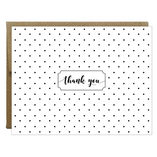 Polka Dot Thank You Greeting Card | Choose Navy Black or Blush - Idea Chíc