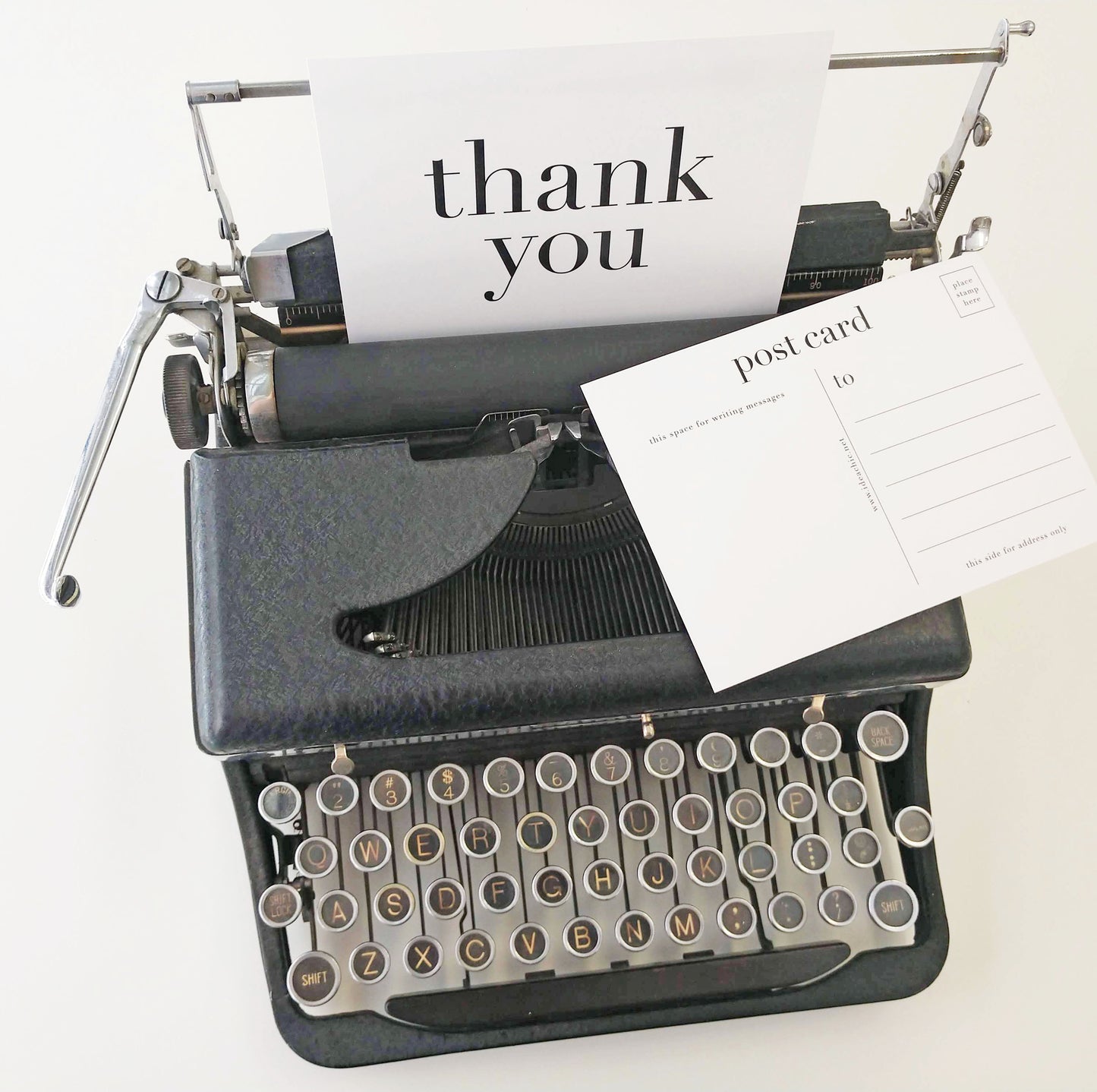 Modern Thank You Postcards | Black on White Paper - Set of 10 - Idea Chíc