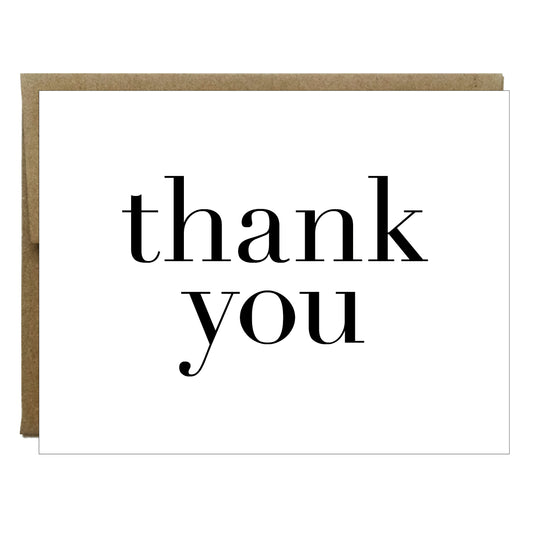 Modern Thank You Black on White Greeting Card