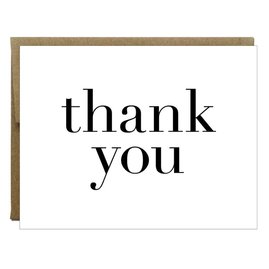Modern Thank You Black on White Greeting Card - 8 Pack
