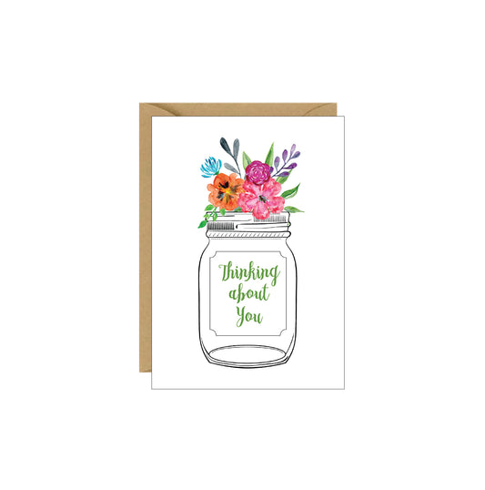 Enclosure Card - Mason Jar Bouquet Thinking About You - 4 pack